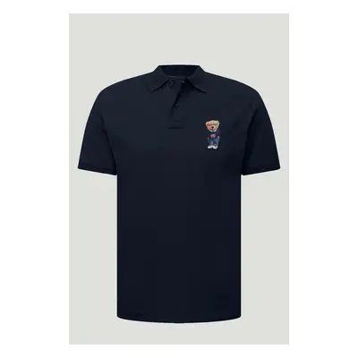 Polo Tričko Slim Fit, Barva Modrá, s Potiskem Good Boy Teddy 95209526