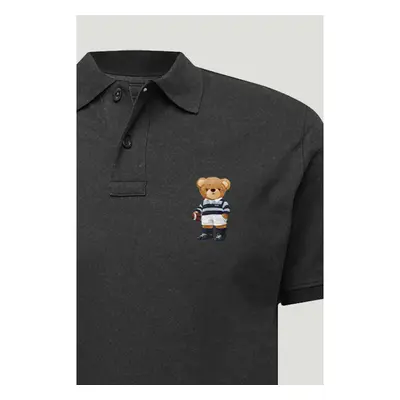 Polo Tričko Slim Fit, Barva Železitě Šedá, s Potiskem Rugby Teddy 95209571