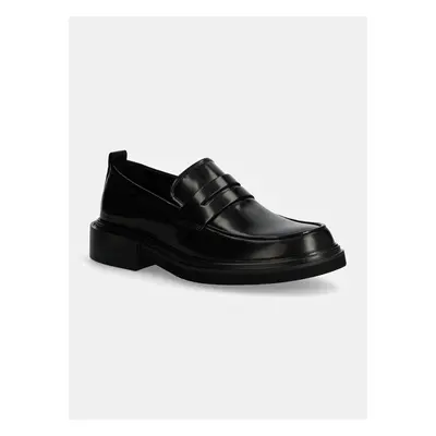 Kožené polobotky Calvin Klein MOCCASIN pánské, černá barva, HM0HM01682 98588184