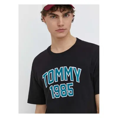 Bavlněné tričko Tommy Jeans černá barva, s potiskem, DM0DM18559 91408138