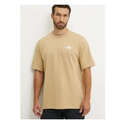 Bavlněné tričko The North Face Essential Oversize Tee béžová barva, 99027282