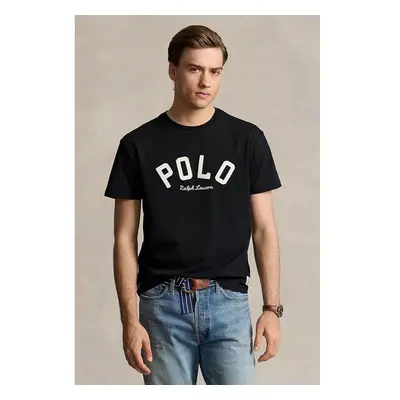 Bavlněné tričko Polo Ralph Lauren černá barva, s aplikací, 710952043 99054203