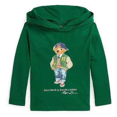 Dětská bavlněná mikina Polo Ralph Lauren zelená barva, s kapucí, s 99094648