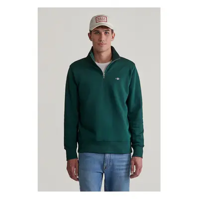 MIKINA GANT REG SHIELD HALF ZIP SWEAT TARTAN GREEN 96191594