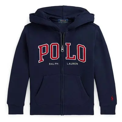 Dětská mikina Polo Ralph Lauren tmavomodrá barva, s kapucí, s potiskem 94305695