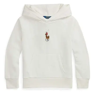 Dětská bavlněná mikina Polo Ralph Lauren bílá barva, s kapucí, s 95223756