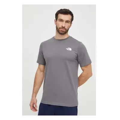 Bavlněné tričko The North Face M S/S Redbox Tee šedá barva, s potiskem 89851608