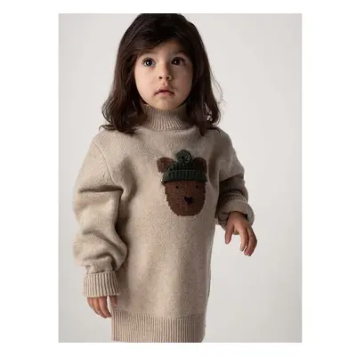 Dětský vlněný svetr Donsje Denn Merino Wool Sweater Bear béžová barva, 99019529