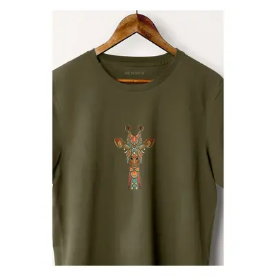 Tričko, Barva Khaki, s Potiskem Tribal Giraffe 82612755