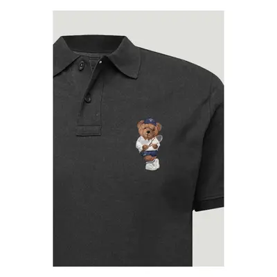 Polo Tričko Slim Fit, Barva Železitě Šedá, s Potiskem Tennis Teddy 95209528