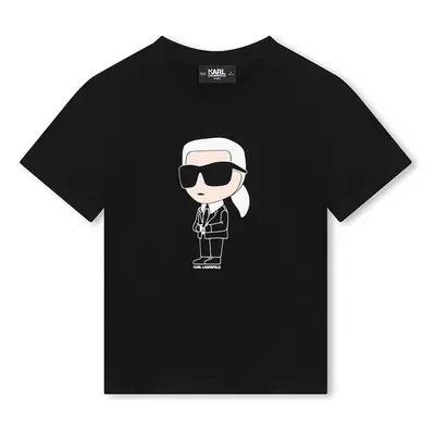 Dětské bavlněné tričko Karl Lagerfeld černá barva, s potiskem, Z30240 96305375