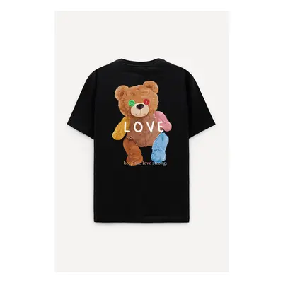 Oversized Tričko, Barva Černá, s Potiskem Lovely Teddy 83320285