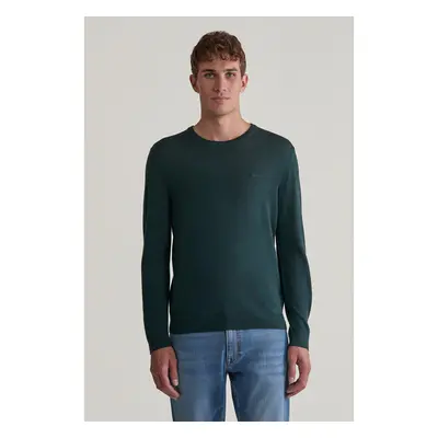 SVETR GANT EXTRAFINE MERINO WOOL C-NECK TARTAN GREEN 97832523