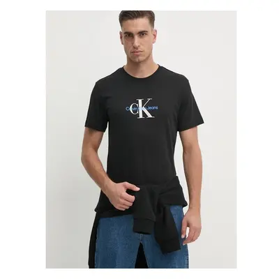 Bavlněné tričko Calvin Klein Jeans černá barva, s potiskem, J30J326863 98977524