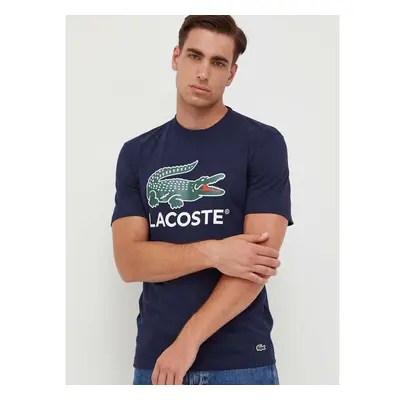 Bavlněné tričko Lacoste tmavomodrá barva, s potiskem 85408557