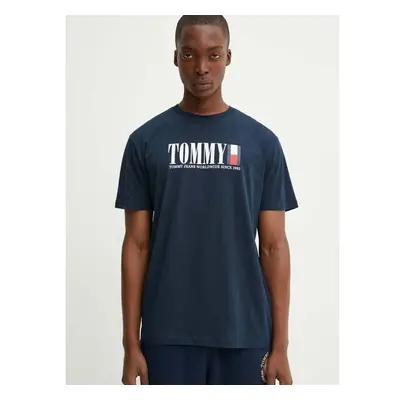 Tričko Tommy Jeans tmavomodrá barva, s potiskem, DM0DM18533 97592605