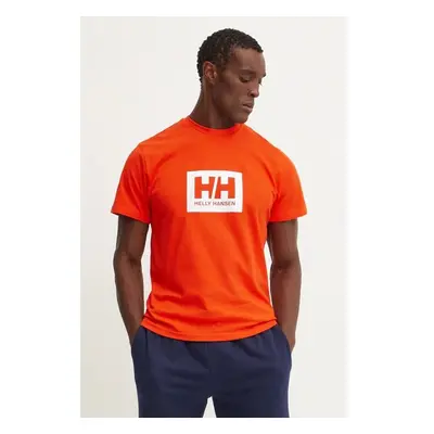 Bavlněné tričko Helly Hansen TOKYO oranžová barva, s potiskem, 53285 98219895