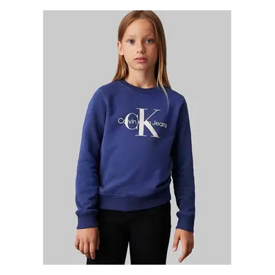 Dětská bavlněná mikina Calvin Klein Jeans modrá barva, s potiskem, 97591688