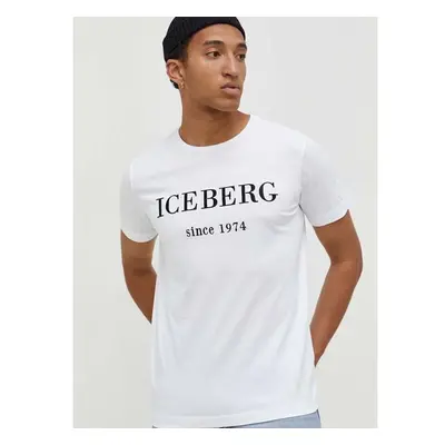 Bavlněné tričko Iceberg bílá barva, s potiskem 88452155