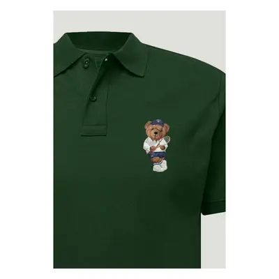 Polo Tričko Slim Fit, Barva Zelená, s Potiskem Tennis Teddy 95209529