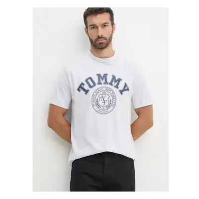 Bavlněné tričko Tommy Jeans šedá barva, s potiskem, DM0DM18542 98613423