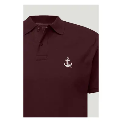 Polo Tričko Slim Fit, Barva Bordó, s Potiskem Anchor 95209386