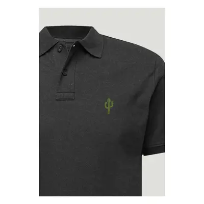 Polo Tričko Slim Fit, Barva Železitě Šedá, s Potiskem Cactus 95209606