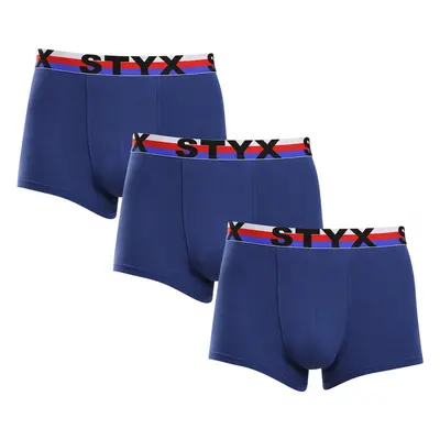 3PACK pánské boxerky Styx sportovní guma tmavě modré trikolóra (3G1968 98190581