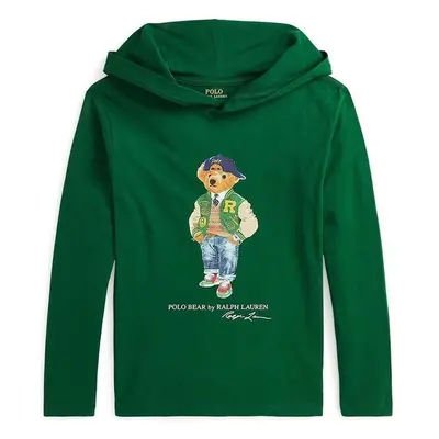 Dětská bavlněná mikina Polo Ralph Lauren zelená barva, s kapucí, s 99094647