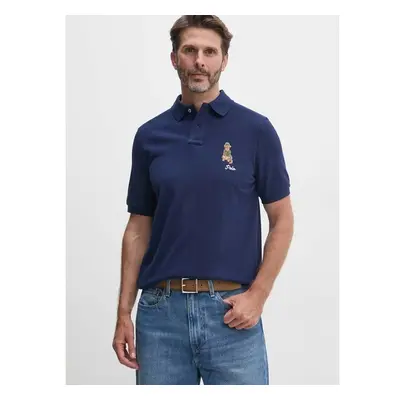 Bavlněné polo tričko Polo Ralph Lauren tmavomodrá barva, s aplikací, 97592270