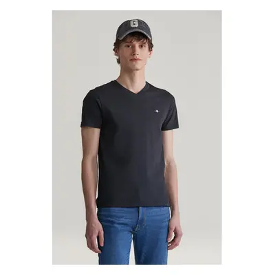 TRIČKO GANT SLIM SHIELD V-NECK T-SHIRT BLACK 96589106