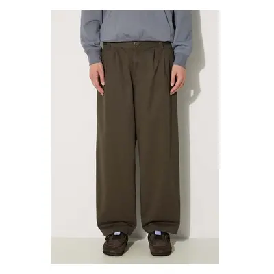 Bavlněné kalhoty Carhartt WIP Merrick Pant zelená barva, jednoduché, 98724907