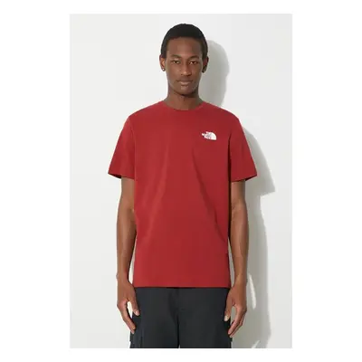 Bavlněné tričko The North Face M S/S Redbox Tee vínová barva, s 91586426