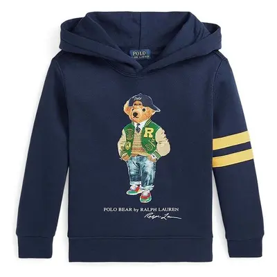 Dětská mikina Polo Ralph Lauren tmavomodrá barva, s kapucí, s potiskem 99094628