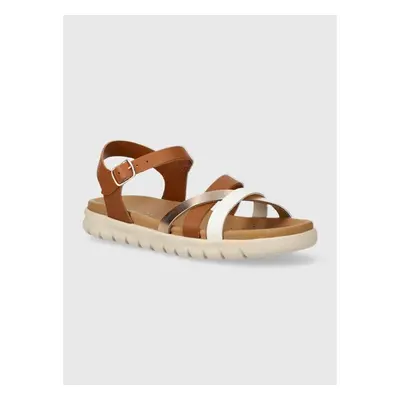 Dětské kožené sandály Geox SANDAL SOLEIMA hnědá barva 90569233