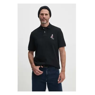 Bavlněné polo tričko Polo Ralph Lauren černá barva, s aplikací, 97962904