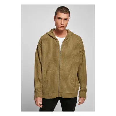 Urban Classics Pánský svetr Knitted Zip Hoody olivový 91351098