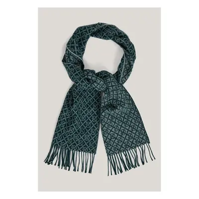 ŠÁLA GANT G PATTERN WOVEN SCARF TARTAN GREEN 96192072