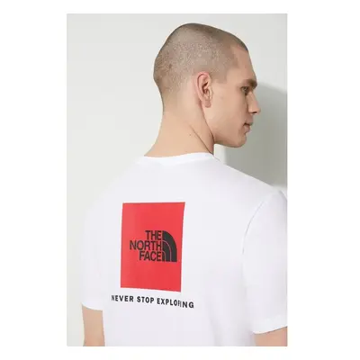 Bavlněné tričko The North Face M S/S Redbox Tee bílá barva, s potiskem 89383677