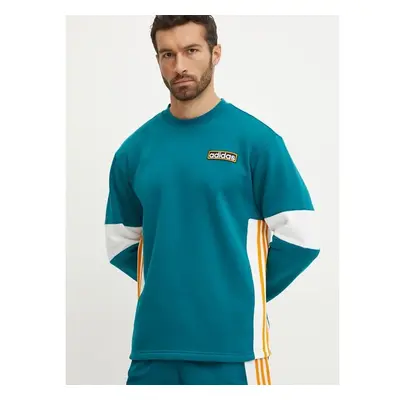 Mikina adidas Originals Adibreak Crew pánská, tyrkysová barva, 99027216