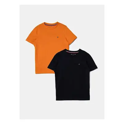 Dětské bavlněné tričko Tommy Hilfiger 2-pack oranžová barva, 98973773