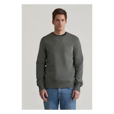 MIKINA GANT EMBOSSED C-NECK SWEAT DARK EARTHY GREEN 96191863