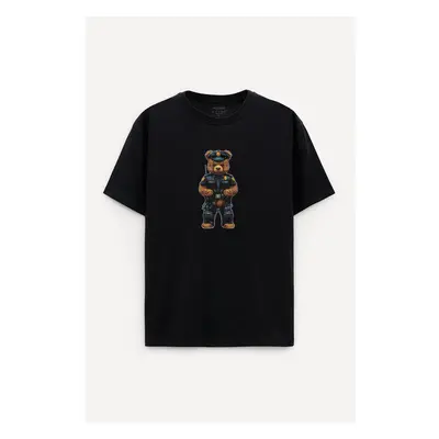 Oversized Tričko, Barva Černá s Potiskem Policebear 95418578