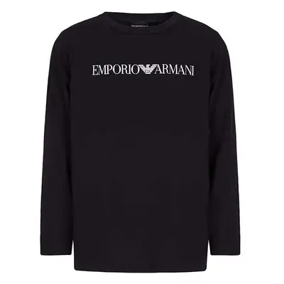 Dětské bavlněné tričko s dlouhým rukávem Emporio Armani tmavomodrá 95881551