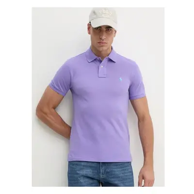 Bavlněné polo tričko Polo Ralph Lauren fialová barva, 710795080 99027807