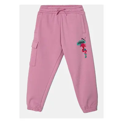 Dětské tepláky Puma X TROLLS Cargo Pants TR růžová barva, s potiskem, 98697516