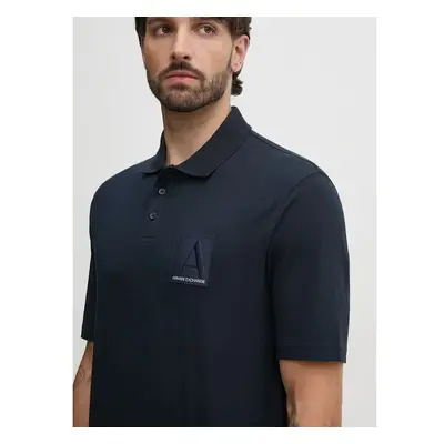 Polo tričko Armani Exchange tmavomodrá barva, s aplikací, 6DZFJA ZJXHZ 98697687