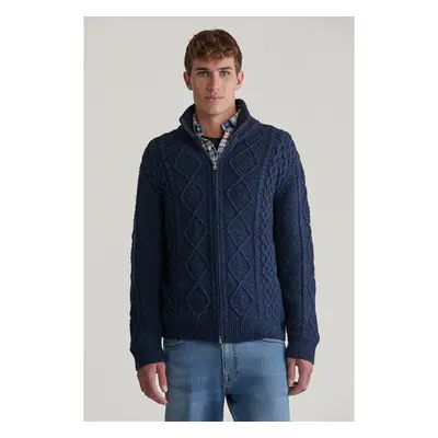 SVETR GANT CABLE ZIP CARDIGAN EVENING BLUE 98997656