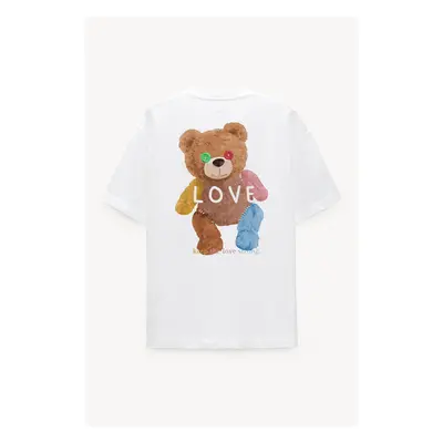 Oversized Tričko, Barva Bílá, s Potiskem Lovely Teddy 83320286