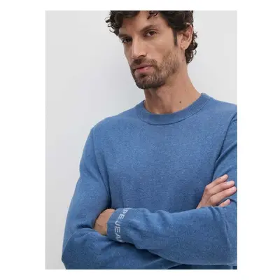 Svetr z vlněné směsi Pepe Jeans NEW ANDRE CREW NECK pánský, modrá 97851432